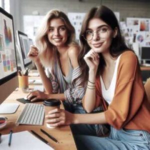 Two designers sitting at their computers